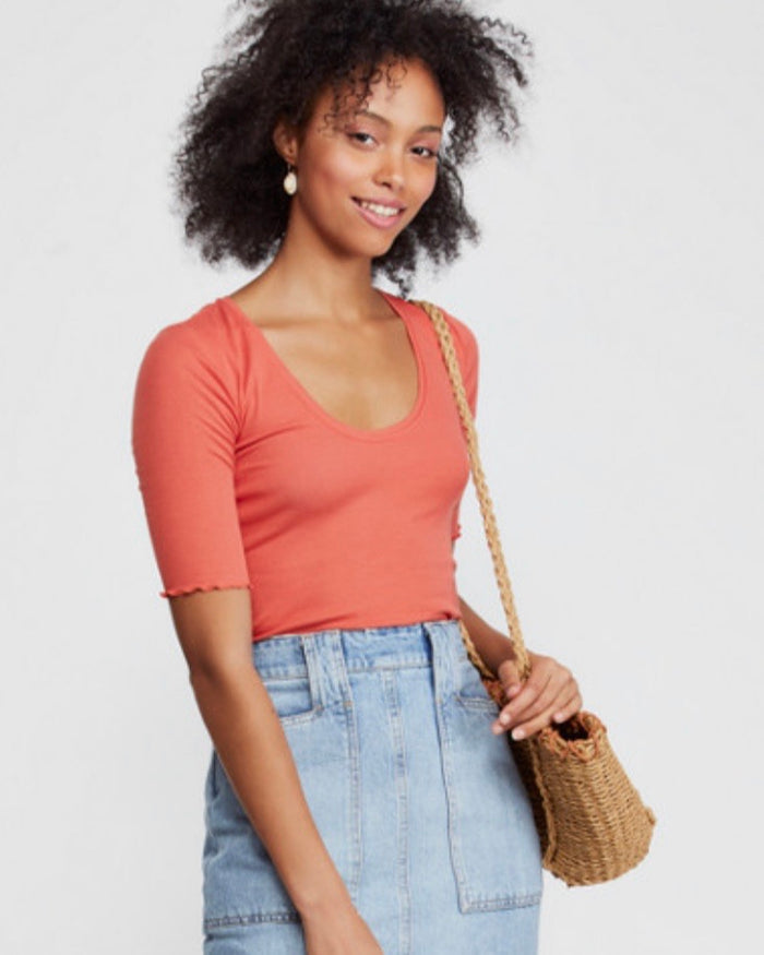 Intimately Free People Womens Scalloped Scoop Neck Crop Top