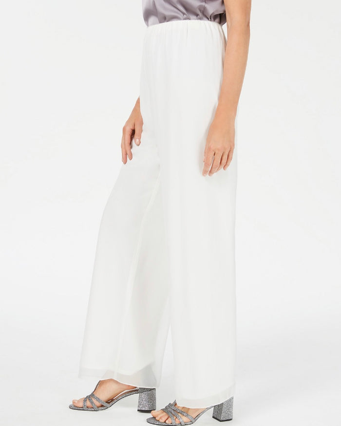 Women's Alex Evenings Chiffon Lined Special Occasion Pull-on Pants, Ivory - Medium