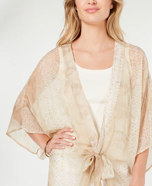 INC Womens Snake Print Sheer Kimono