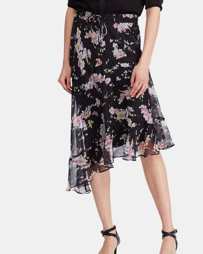 Lauren Ralph Lauren Womens Tierney Floral Asymmetrical Maxi Skirt