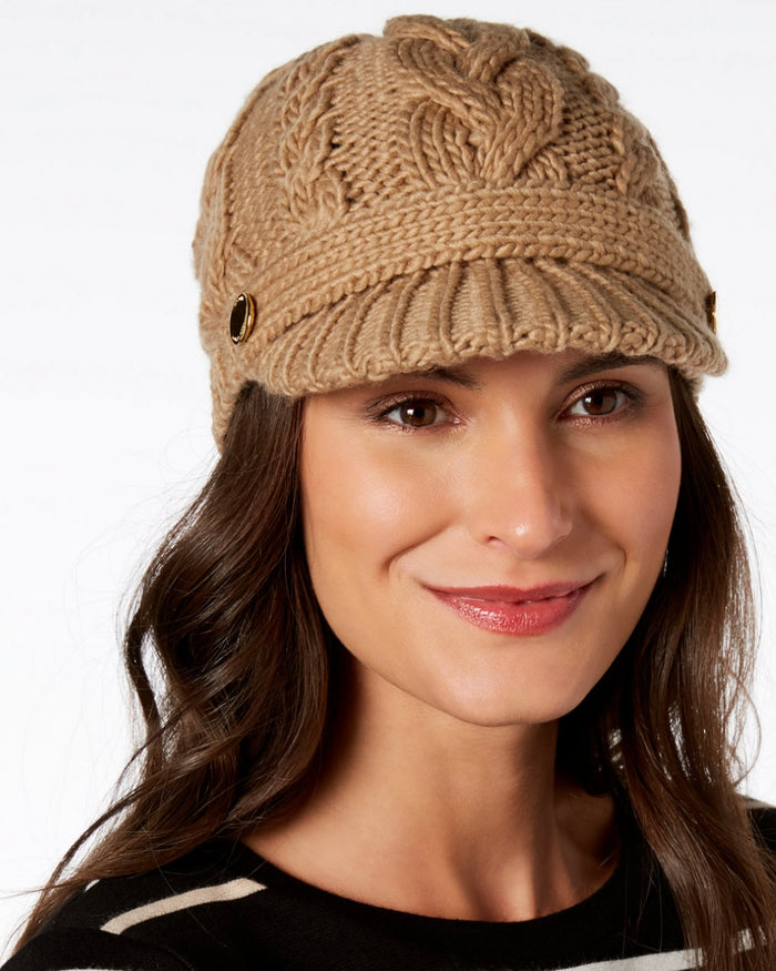 Pointelle Cable-Knit Peak Hat