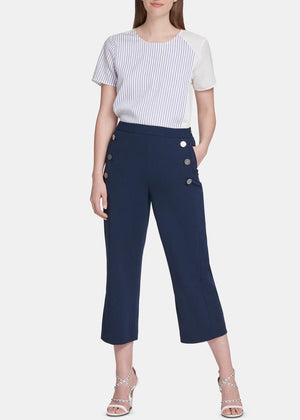 DKNY Womens Cropped Mid-Rise Sailor Pants