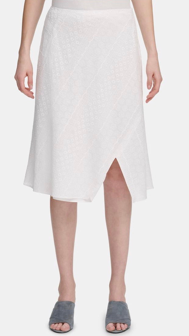 CALVIN KLEIN Womens White Below the Knee a-Line Wear to Work Skirt Size: 10