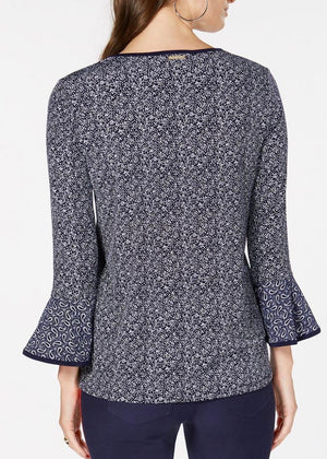 MICHAEL Michael Kors Womens Printed Bell Sleeves Pullover Top