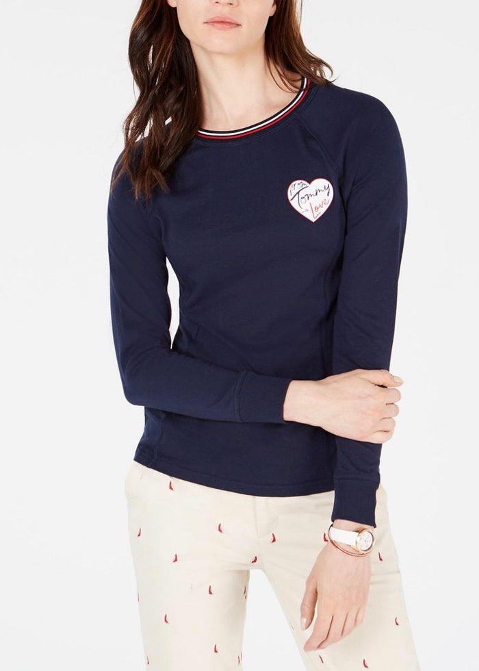 Tommy Hilfiger Sport Heart-Logo Striped-Trim Top