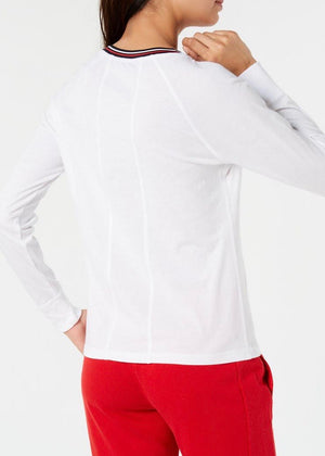 Tommy Hilfiger Sport Heart-Logo Striped-Trim Top