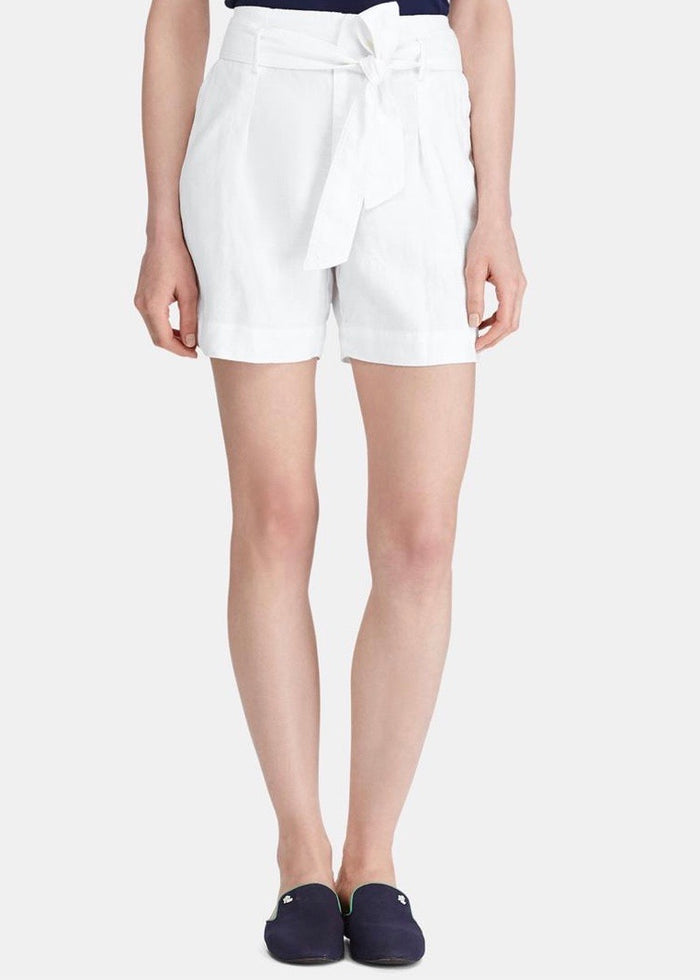 Lauren Ralph Lauren Womens Joziana Linen Belted High-Waist Shorts