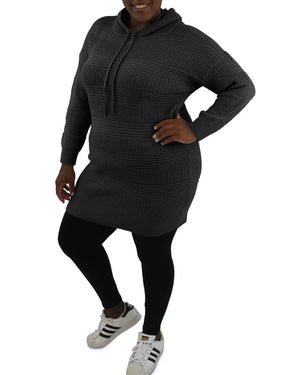 Full Circle Trends Trendy Plus Size Hooded Dress - Size 1X