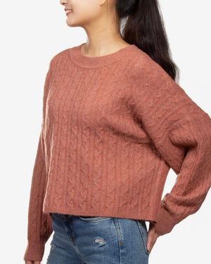 Hippie Rose Juniors' Cable-Knit Sweater - Medium