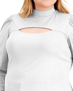 Full Circle Trends Trendy Plus Size Cutout Mock-Neck Top - 2X