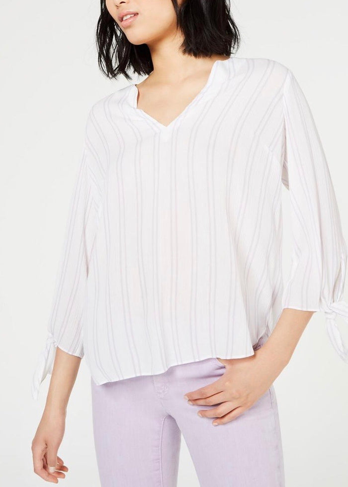 MICHAEL KORS Womens Striped 3/4 Sleeve V Neck Blouse Top Size: XS