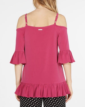 MICHAEL Michael Kors Womens Ruffled Cold Shoulder Blouse