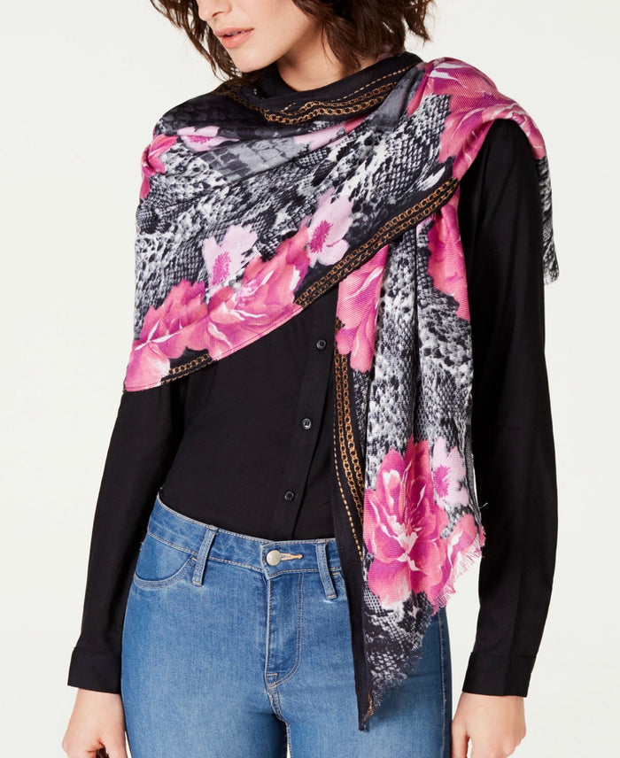 INC International Concepts Women’s Python-Print Rose Soft Wrap (Multi Pink)