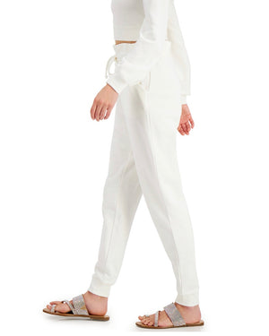 Inc Women's Sweatpants White Ivory Size Large L Paperbag Waist Stretch - Size Large