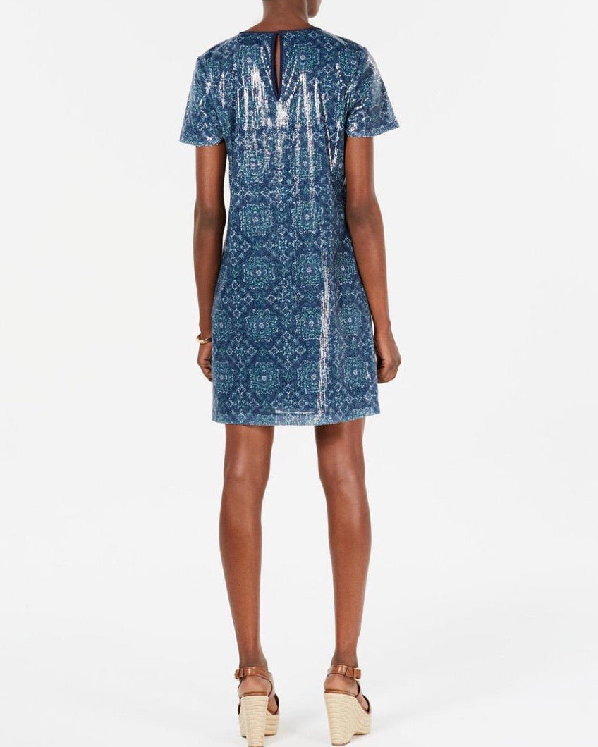 MICHAEL Michael Kors Majorelle Medallion Sequin Dress (True Navy/Sea G Jacks and Gill Apparel MICHAEL Michael Kors Majorelle Medallion Sequin Dress (True Navy/Sea G Jacks and Gill Apparel