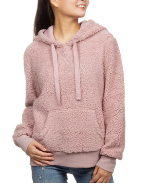 Hippie Rose Juniors' Sherpa Hoodie Med Pink Size: Large