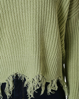 Polly & Esther Juniors' Destructed V-Neck Sweater - Medium
