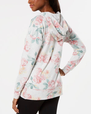 Ideology Floral-Print Lace-up Hoodie, Created for Macy's - Sweet Carnation