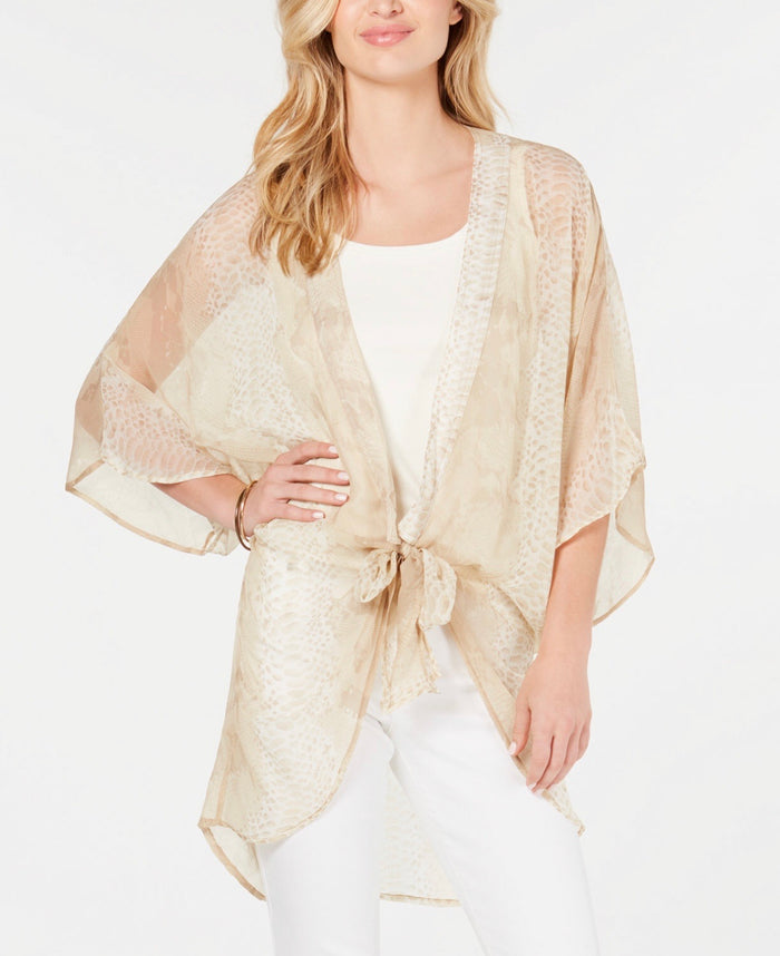 INC Womens Snake Print Sheer Kimono