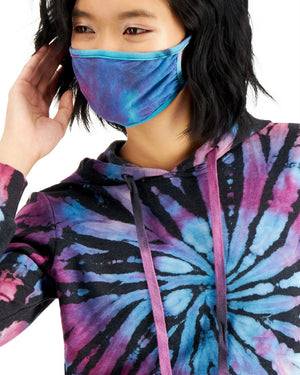 Belle Du Jour Juniors' Tie-Dye Hoodie & Mask Set - Large