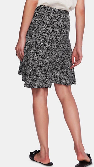 state Printed Ruched Faux-Wrap Skirt - Rose Linen