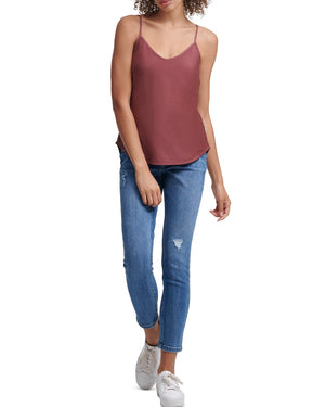 Calvin Klein Jeans Charmeuse V-Neck Top - XS