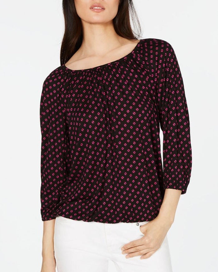 MICHAEL Michael Kors Womens Printed Ruched Blouse