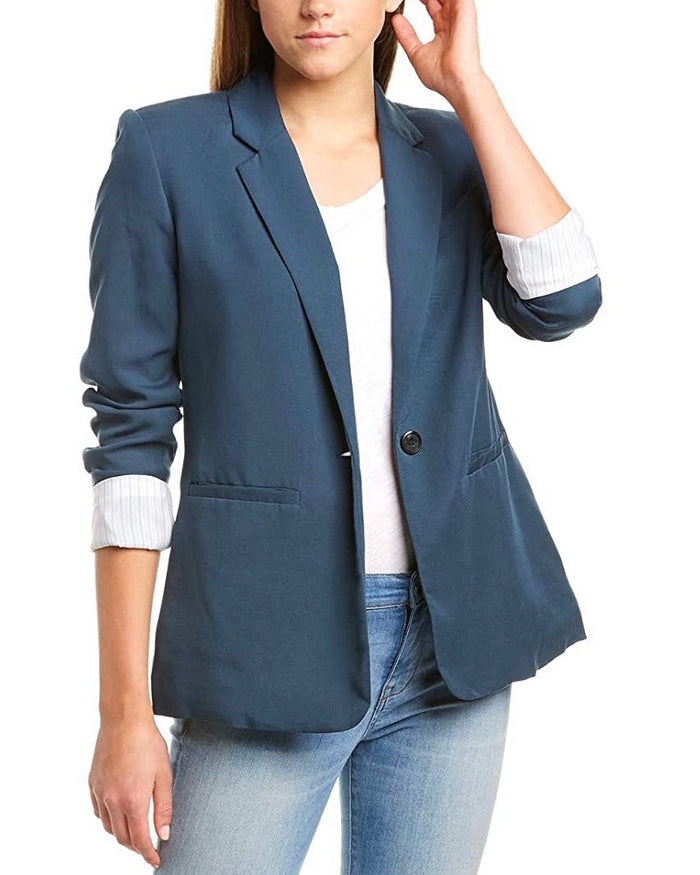 State Womens Notch Collar Career One-Button Blazer