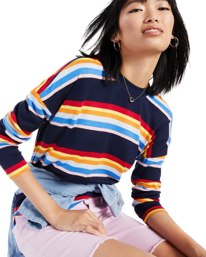 Style & Co. Women's Striped Large Knit Top Crew-Neck