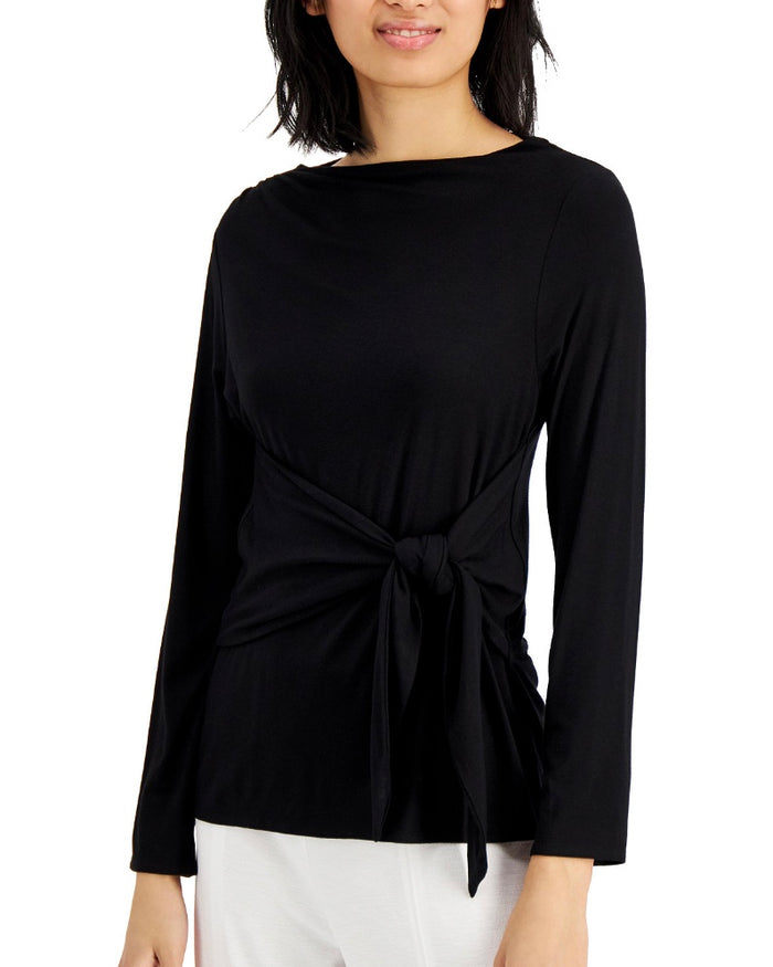 Alfani Tie-Front Long-Sleeve Top, Created for Macy's - XXL