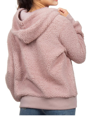 Hippie Rose Juniors' Sherpa Hoodie Med Pink Size: Large