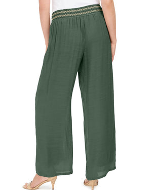 Jm Collection Metallic-Detail Wide-Leg Gauze Pants - Size: Large.