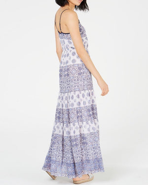 MICHAEL Michael Kors Womens Sleeveless Printed Maxi Dress