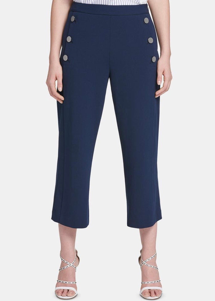 DKNY Womens Cropped Mid-Rise Sailor Pants