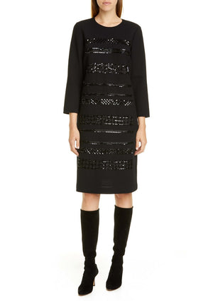 Lafayette 148 New York Womens Giovanetta Wool Sequined Shift Dress -XS