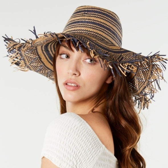 Steve Madden Textured Striped Sun Hat