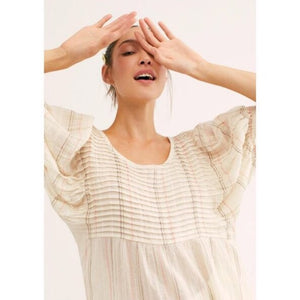 Free People Womens Elsie Pintuck Boho Tunic Top