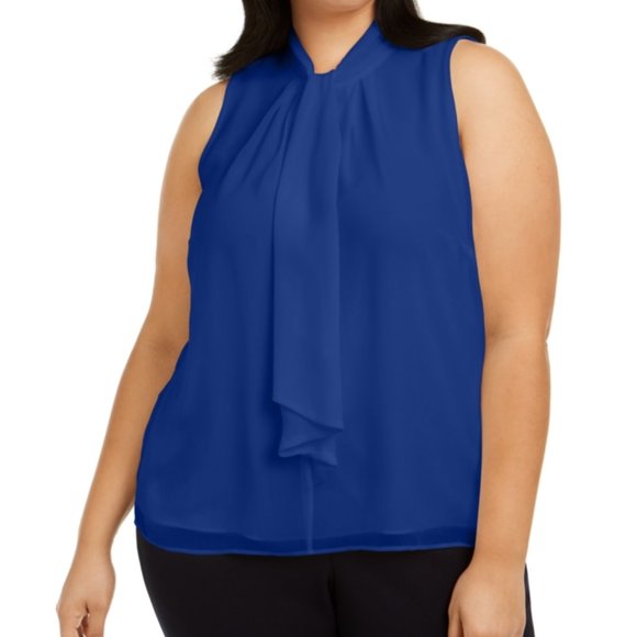 Calvin Klein Women's Plus Size Ruffle-Front Mock-Neck Top - 1X