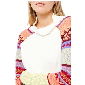 Free People Womens Fair Isle Cowl Neck Sweater