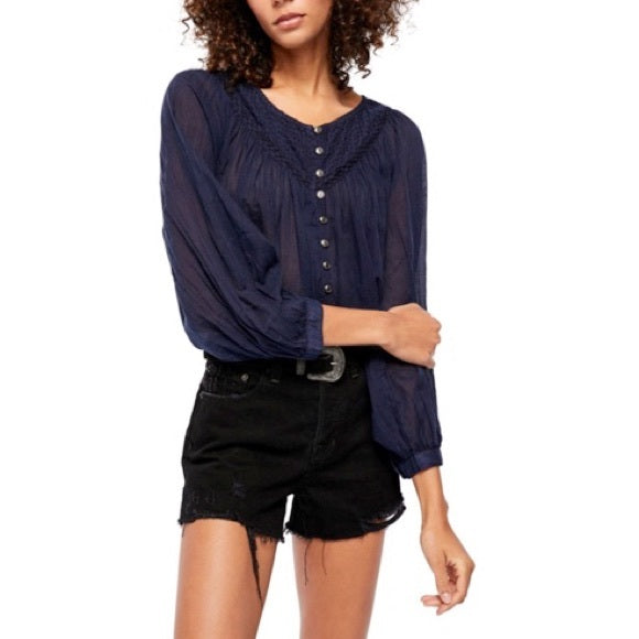 We the Free Womens Meadow Pheasant Textured Blouse