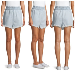 Juniors' Pull-On Frayed Denim Shorts - Medium