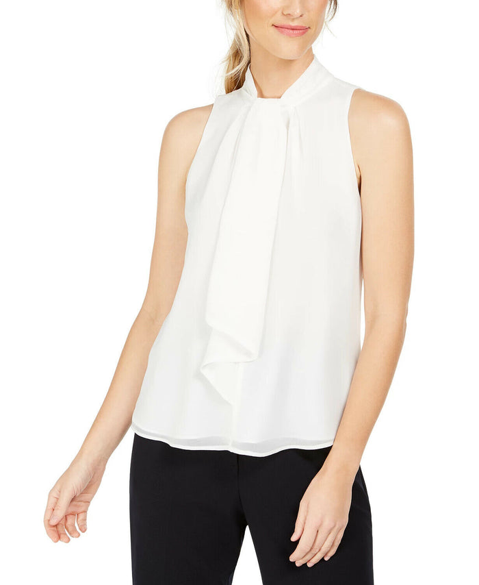 CALVIN KLEIN Petite Ruffle-Front Mock-Neck Top - All PETITES