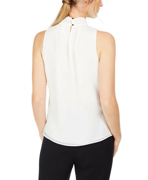 CALVIN KLEIN Petite Ruffle-Front Mock-Neck Top - All PETITES