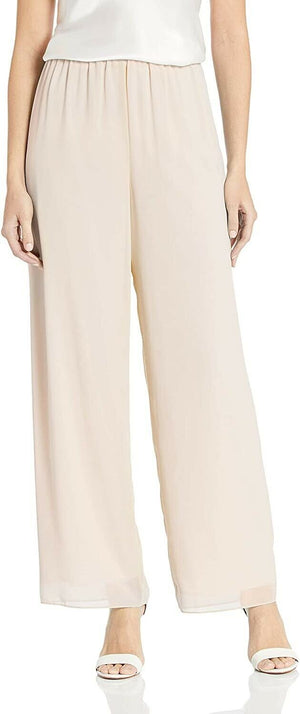 Women's Alex Evenings Chiffon Lined Special Occasion Pull-on Pants, Ivory - Medium