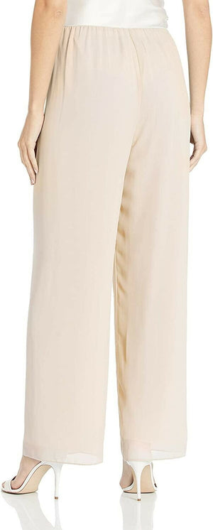 Women's Alex Evenings Chiffon Lined Special Occasion Pull-on Pants, Ivory - Medium