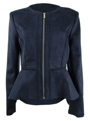 DKNY Womens Faux Suede Lightweight Peplum Jacket