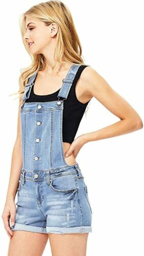 Celebrity Pink Juniors' Rolled-Cuff Jean Short Overalls