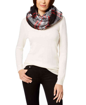 Charter Club Boucle Plaid Infinity Scarf (Black/Multi, One Size)