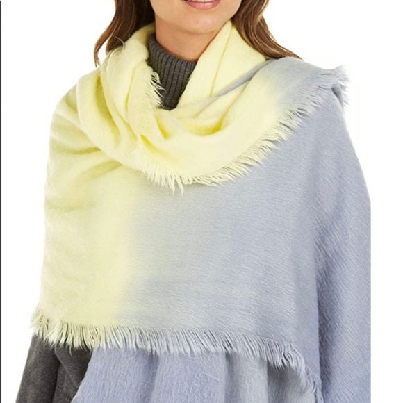 Dkny Woven Ombre Scarf - Neon Yellow/Grey